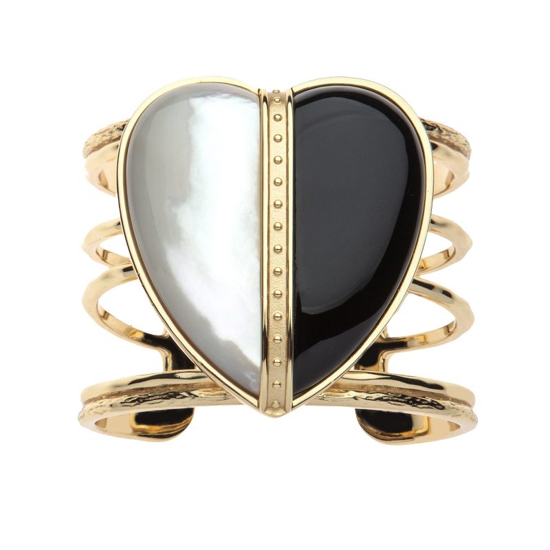 Love Split Heart Cuff Black and White