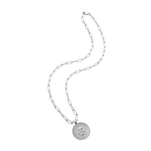 Silver Small Lucky coin on drawn link chain