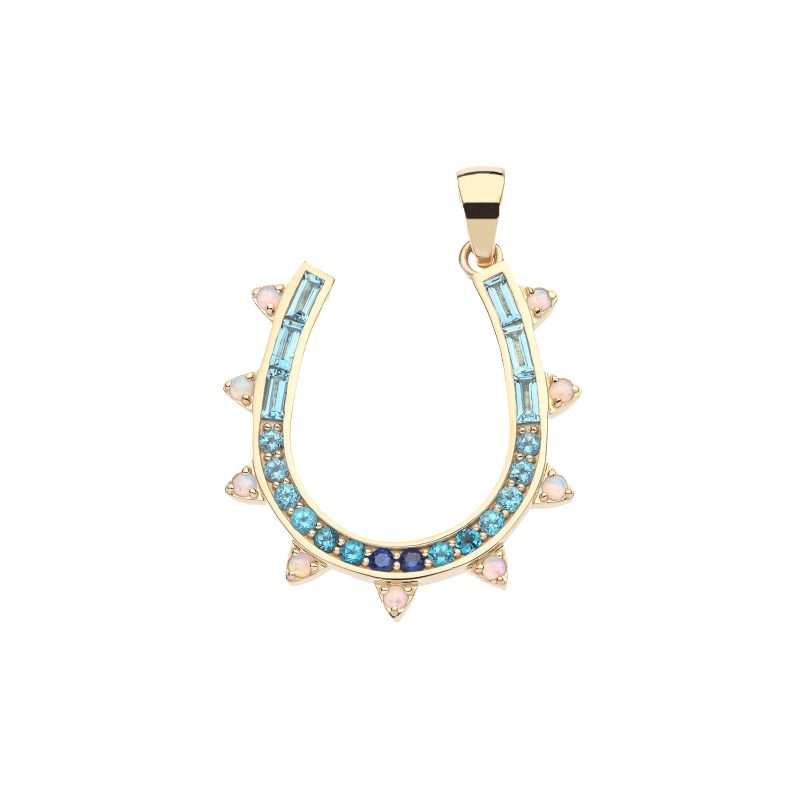 Lucky Over the Rainbow Horseshoe in 14k BLUE