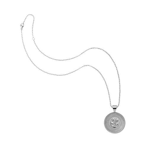 Silver Small Lucky coin on classic rolo chain