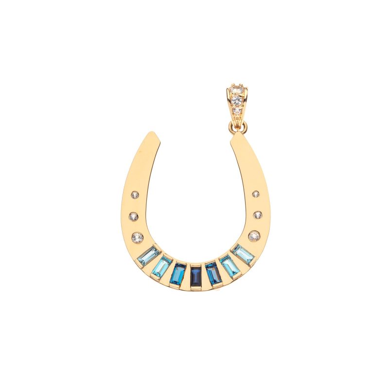 Lucky Yellow Brick Road Horseshoe in 14k Front