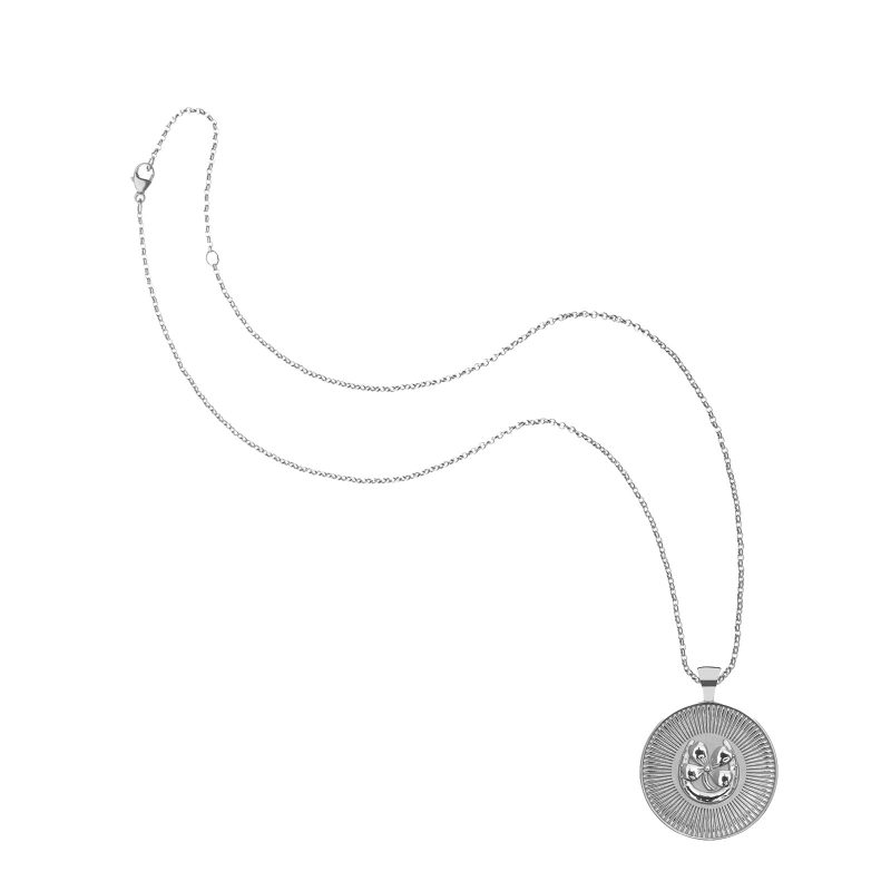 Silver Lucky coin on classic rolo chain