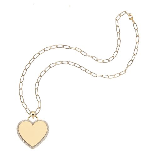 Gold heart pendant on drawn link