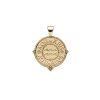 Gold small Aquarius coin pendant featuring the word "Aquarius" twice along the border with waves in the center