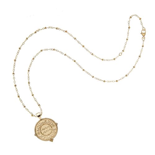 Gold small Aquarius pendant on satellite chain