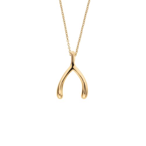 Gold mini wishbone on chain