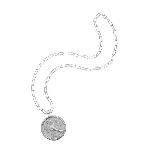 Silver Peace Coin on Drawn Link Chain