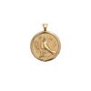 Gold Small Coin Pendant with bird and flower design