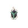 Onyx carved scarab pendant with emerald accents and gold legs and bail