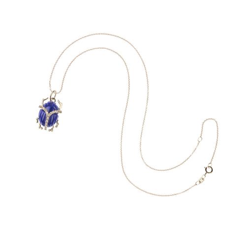 Lapis scarab on 10 karat adjustable chain