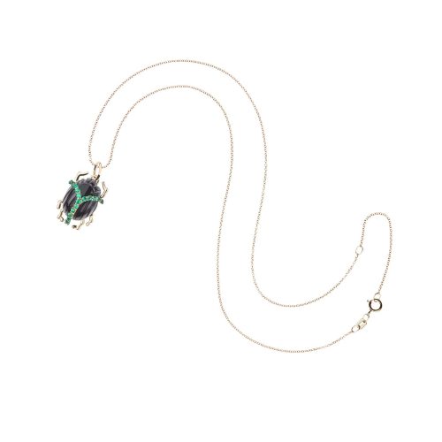 Onyx scarab on 10 karat adjustable chain