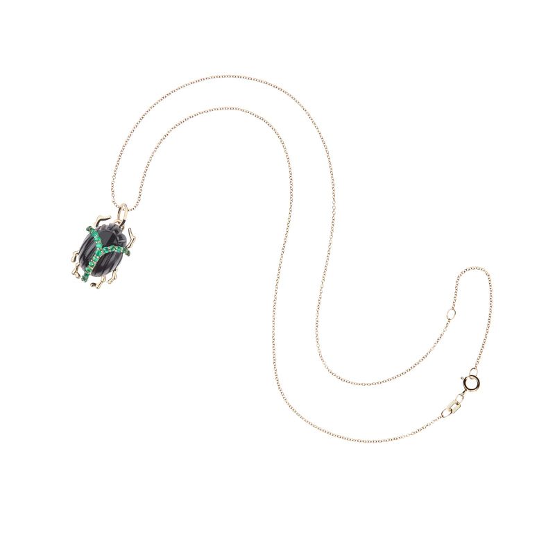 Onyx scarab on 10 karat adjustable chain