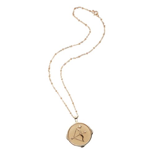 Gold original Sagittarius coin pendant on satellite chain