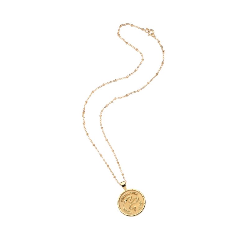 Gold Small Protect Coin Pendant on satellite chain