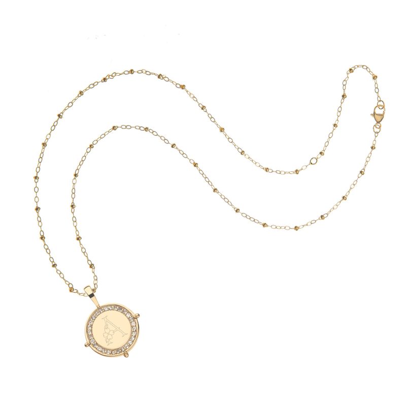 Gold engravable petite coin on satellite chain