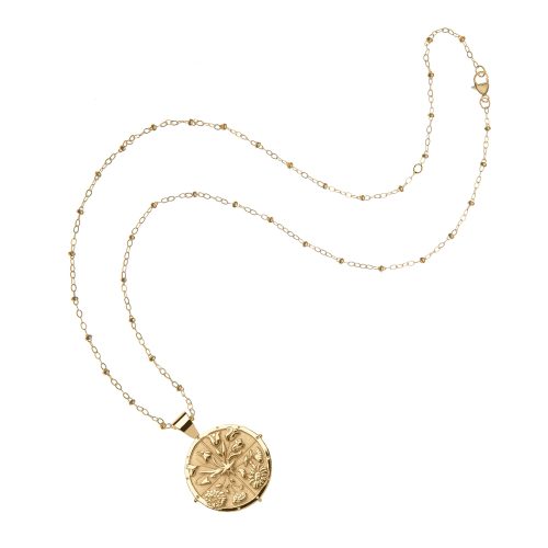 Gold small Hope coin pendant on satellite chain