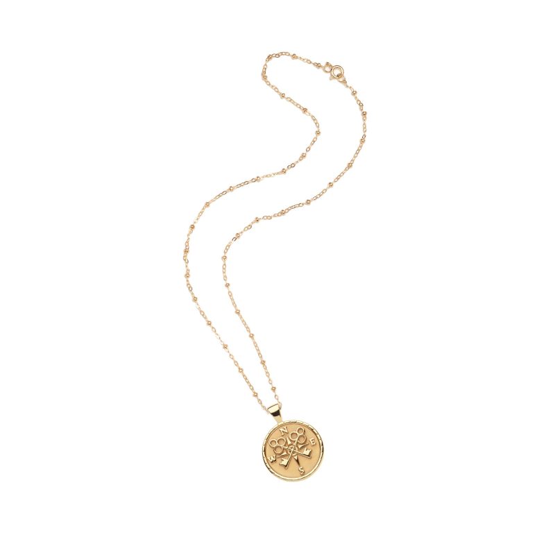 Gold Small Forever Coin Pendant on satellite chain