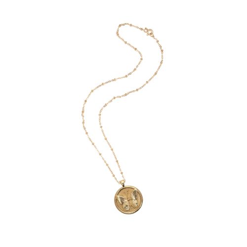 Gold Small Free Coin Pendant on satellite chain