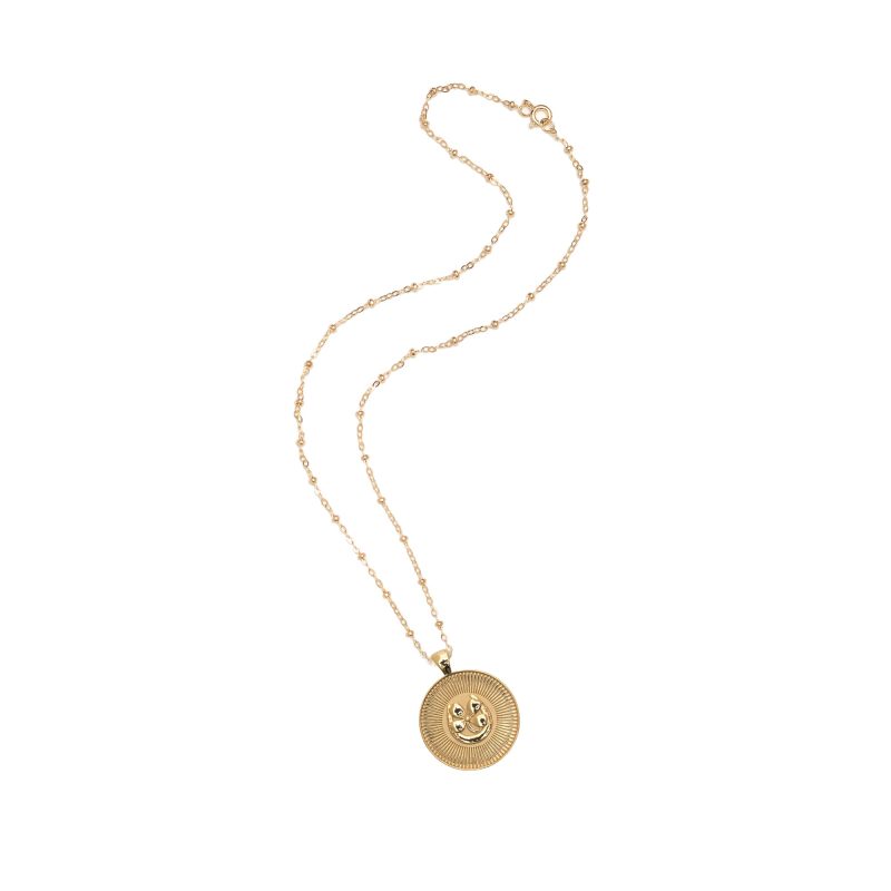 Gold Small Lucky Coin Pendant on satellite chain