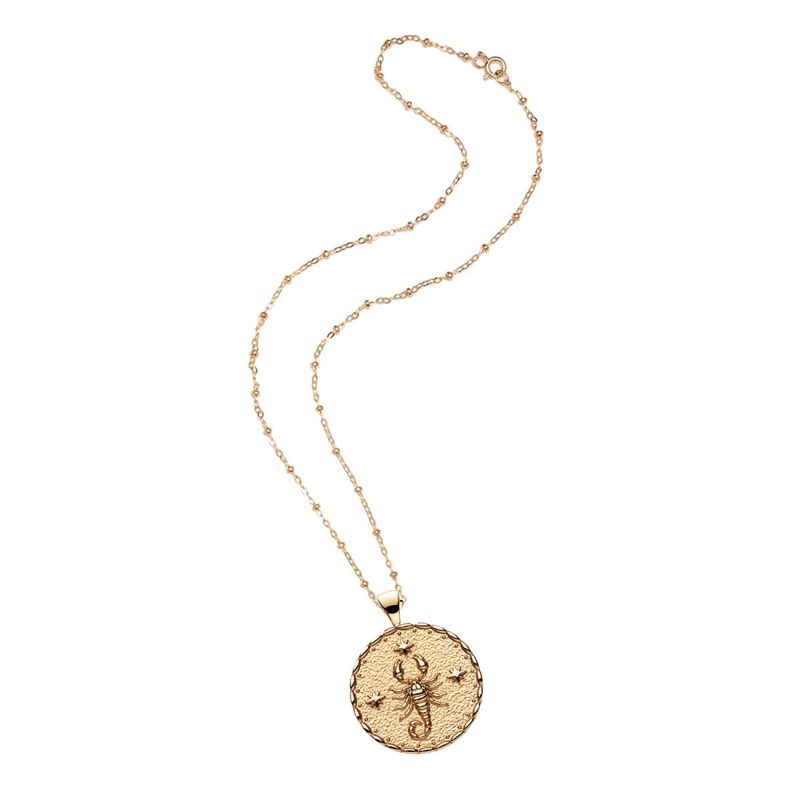 Gold original Scorpio pendant on the satellite chain