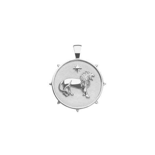 Silver Small Coin Pendant with Lion and star 