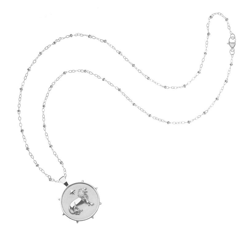 Silver Small Courage Coin Pendant on satellite chain