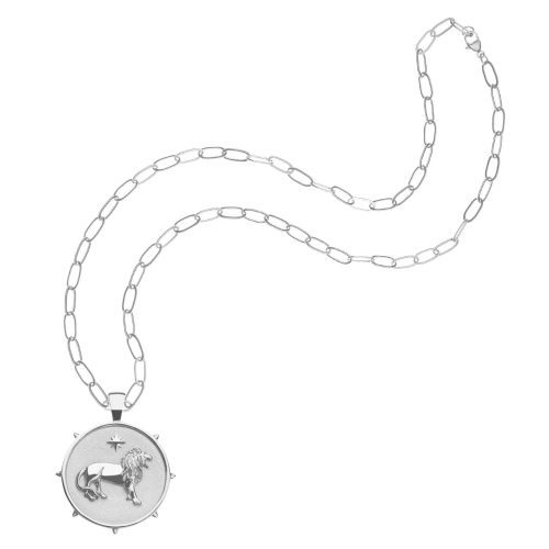 Silver Courage Coin on Drawn Link Chain