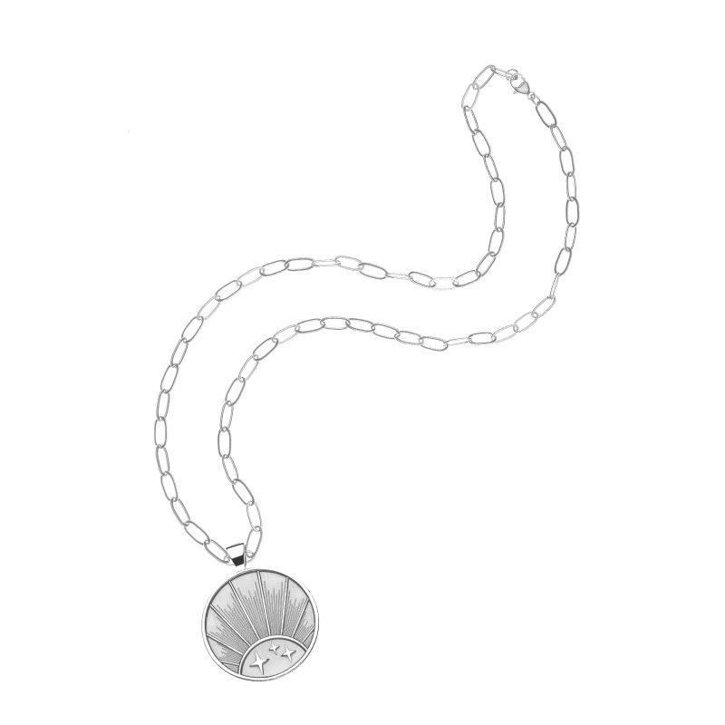 Silver Strong Coin on Drawn Link Chain