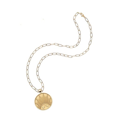 Gold Strong Coin on Drawn Link Chain