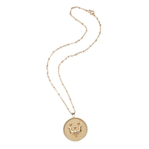 Gold original Taurus coin pendant on satellite chain