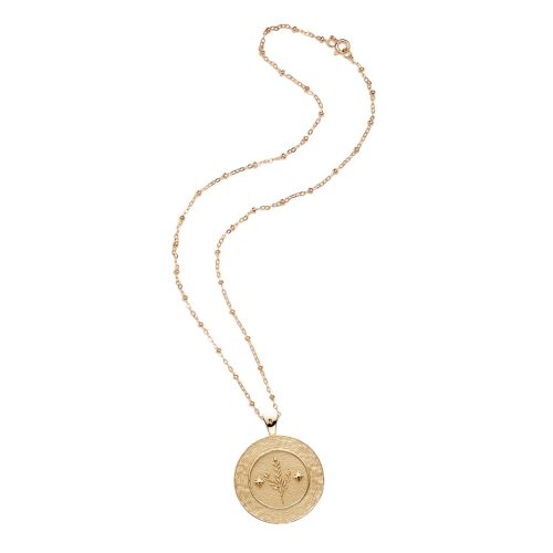 Gold original Virgo coin pendant on satellite chain